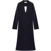 ERDOS 25秋冬精纺小翻领针织黑白撞色假两件女连衣裙 黑 M 165/84A