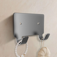 四季沐歌挂钩免打孔打孔浴室置物架钩子家用挂衣架收纳架子 轻奢免钉枪灰挂钩-2钩(赠免钉胶)