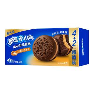奥利奥 夹心云朵蛋糕浓香花生酱味6枚132g 糕点休闲零食 早餐下午茶 云朵蛋糕 浓香花生酱味6枚132g
