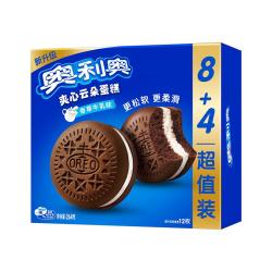 奥利奥 夹心云朵蛋糕 香草牛乳味12枚264g 糕点休闲零食 早餐下午茶