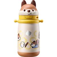 babycare 儿童保温杯婴儿小松鼠宝宝1-3岁不锈钢吸管水杯壶上学450ml 小松鼠背带款450ml黄