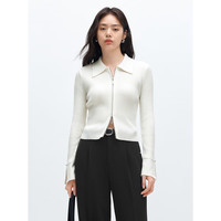 太平鸟秋冬毛针织衫集合链接打底无缝套衫女士开衫 翻领打底线开衫 S