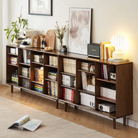 香木语实木书架书柜矮柜落地靠墙格子架家用玩具柜收纳柜日式格子柜 1.5米胡桃色无门款