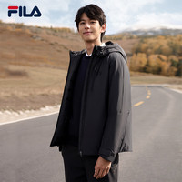 FILA 85鸭绒|斐乐男装羽绒服冬季时尚休闲连帽防水防湿外套 正黑色-BK