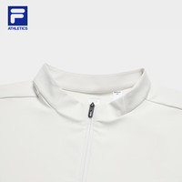 FILA 斐乐男子针织长袖上衣2025冬运动半拉链基础长T 椰汁白卡其-LK L 175/96A/L