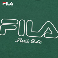 FILA 斐乐女装针织短袖2025秋时尚休闲简约复古网球纯棉T恤女 森林绿-GN XL 175/92A/XL
