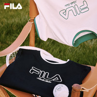 FILA 斐乐女装针织短袖2025秋时尚休闲简约复古网球纯棉T恤女 云菇白-WT 2XL 180/96A/XXL