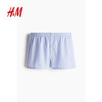 HM秋季男士内裤棉质松紧中腰条纹平角短裤3条装0662369 浅蓝色/格纹 160/90
