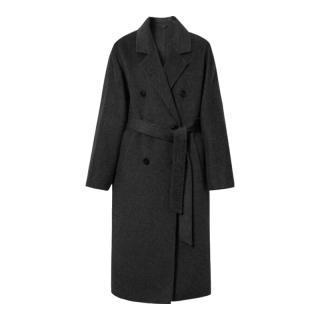 伊芙丽蒋欣代言【镇店】驼绒桑蚕丝高级双面毛呢外套羊毛大衣女冬季 暗灰 L 135-145斤