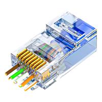 山泽 六类直通穿孔式水晶头 8P8C纯铜镀金千兆网络连接器 RJ45网线接头 CAT6类通孔水晶头 10个 CKT610