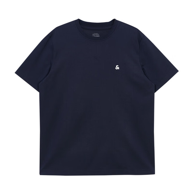 JACK&JONES 杰克琼斯 男士舒适百搭纯色短袖 水洗不易走形 海军蓝