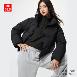 优衣库 女装无缝羽绒短茄克/外套夹克478578 09 黑色 M /160/84A