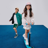 男女大童休闲夹克外套儿童春夏adidas阿迪达斯轻运动 紫粉