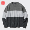 UNIQLO 优衣库 女装 souffle yarn 舒芙蕾圆领拼色针织衫 473051