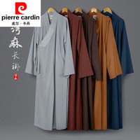 皮尔卡丹（pierre cardin）僧服夏季薄款长褂出家僧人麻纱大褂男女师父比丘尼和尚衣透气僧袍 藏青色 41(身高169-172cm)