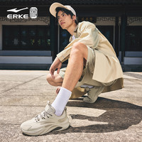 鸿星尔克凤求凰男鞋老爹鞋增高软底运动鞋革面休闲鞋秋季鞋子 101云雾灰 45