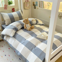 黛圣婕 DAISHENGJIE 黛圣婕 dsjdw7211 学生宿舍床上三件套 0.9-1.2m 湛蓝大格+海青