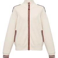 EP雅莹2025秋装 撞色边桑蚕丝羊毛混纺丝绒运动套装外套9123A 白色 M