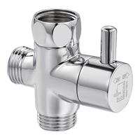 潜水艇(Submarine)F306三通分水器一进二出角阀活接分流器4分接口主体铜镀铬带开关