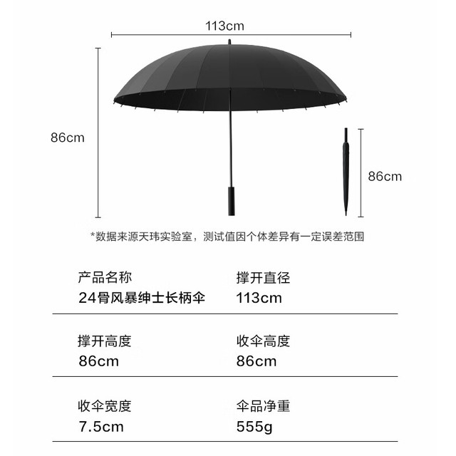 京东京造 飓风Pro Max系列 24骨长柄伞 大号加厚抗风伞 120cm