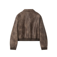 太平鸟秋冬外套集合链接女装小香风机车服PU外套冬装夹克 仿水洗PU外套棕色 S