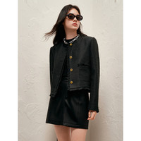 太平鸟秋冬外套集合链接女装小香风机车服PU外套冬装夹克 小香风外套黑色 M