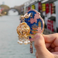 新款黄鹤楼鹤舞流光樱花限定冰箱贴可发光灯笼旅游纪念品伴手礼物 无锡惠山-夜灯冰箱贴