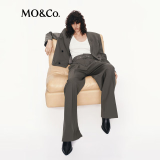 MO&Co.【C+系列】西装2025秋绵羊毛精纺垫肩截短箱型MBE3BLA020 驼啡色 XS /155
