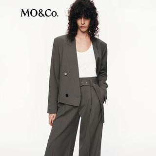 MO&Co.【C+系列】西装2025秋绵羊毛精纺垫肩截短箱型MBE3BLA020 驼啡色 XS /155