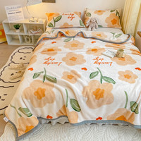 优宜 YX萱花 双面绒珊瑚绒毯 180cmX200-220cm 植物花卉