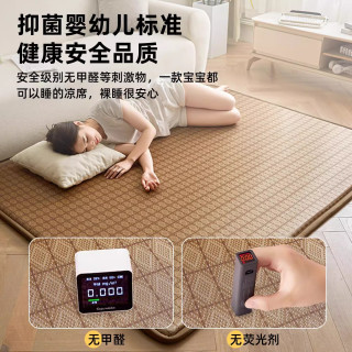 拉夏贝尔夏季冰丝凉席床垫遮盖物家用卧室地垫榻榻米家用藤席垫子