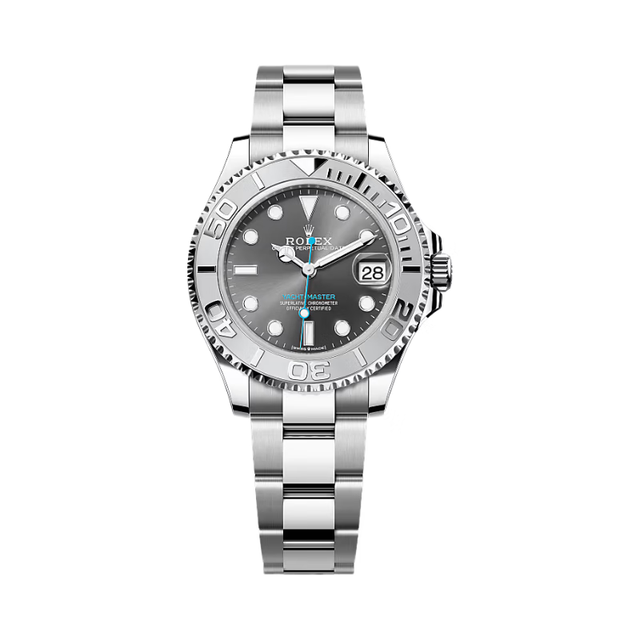 ROLEX 游艇名仕型 灰游艇 机械 100米防水 间铂金表带  37mm 男女同款