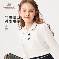 英氏（YEEHOO）儿童t恤女童polo衫秋季时尚淑女学院风长袖上衣秋装新款中大童装C