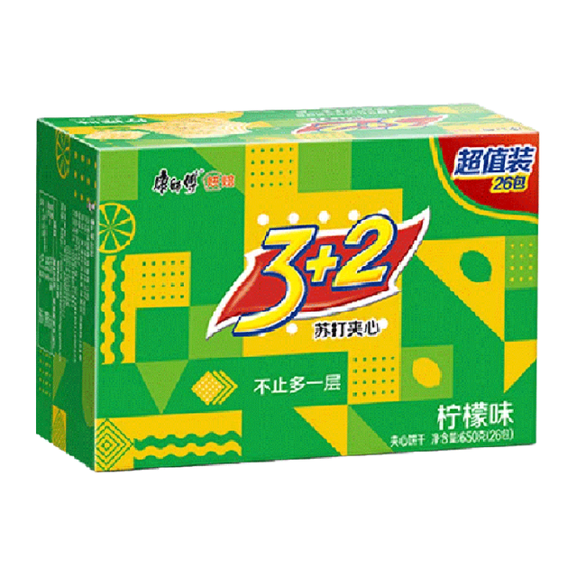 康师傅 3+2 苏打夹心饼干 奶油味 650g（多口味可选）