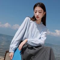 三彩 【微胖系列】2025秋季款花边衬衫上衣长袖内搭宽松胖MM