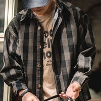 MADEN 马登 美式复古360g重磅厚实格子夹克秋季格纹硬汉衬衫外套