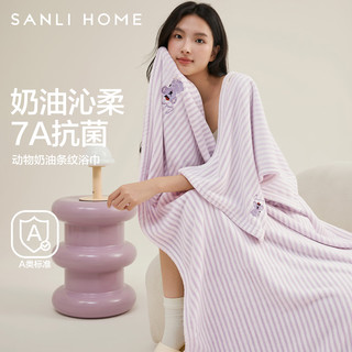 三利10A抗菌浴巾女2025比全棉吸水成人大毛巾儿童男款裹巾 薄荷小象（浴巾+毛巾） 300g 70cm*140cm