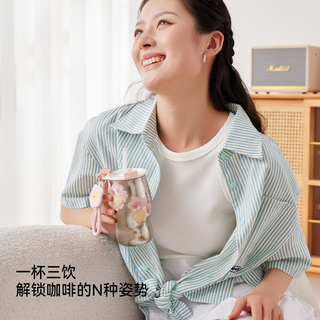 乐序rano乐序女保冷纯钛保温杯钛水杯曼特宁钛咖啡杯礼盒双层便携外出 桃灼夭夭