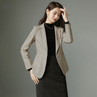 晚白2025年秋时尚翻驳领修身显瘦通勤干练长袖西装外套女