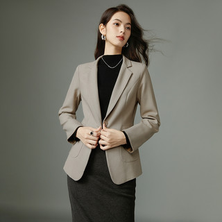 晚白2025年秋时尚翻驳领修身显瘦通勤干练长袖西装外套女