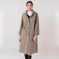 ZARA 女士简约大气百搭翻领弹力针织长款大衣