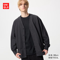 优衣库男装休闲开衫/长袖时尚V领卫衣外套483299 08 深灰色 2XL /185/112C
