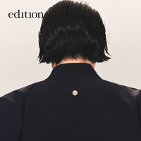 edition× SAMUEL GUI YANG联名系列新中式绑结收腰连衣裙衬衫裙 深宝蓝色 S