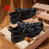 Kappa【清仓】卡帕背靠背春夏特惠小白鞋潮流软底休闲鞋百搭老爹鞋 黑色/银色 43