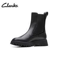 Clarks 其乐 StaysoRise女鞋冬季经典复古英伦风粗跟方头切尔西靴261747084