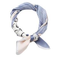 达芬奇密码高端真丝小方巾女领巾真丝丝巾桑蚕丝围巾送女士 涟漪物语 蓝色