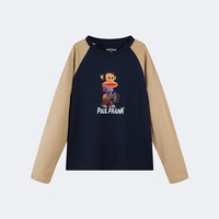 大嘴猴（paul frank）童装长袖T恤2025春秋款男女童打底衫舒适透气纯棉中大童百搭上衣 121B藏青 140