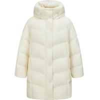太平鸟【热气球】女装连帽泡芙花苞长羽绒服冬保暖外套 杏仁白【中长款】 XS