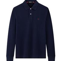 七匹狼男士长袖T恤男秋冬翻领挺括休闲商务打底男士上衣polo衫 101(藏青)1D1D50605888 3XL 185/100A