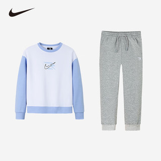 NIKE3BRAND 耐克男女童无帽卫衣+长裤2件套装秋季长袖套装 纯白色 130 /64【身高116-122cm】